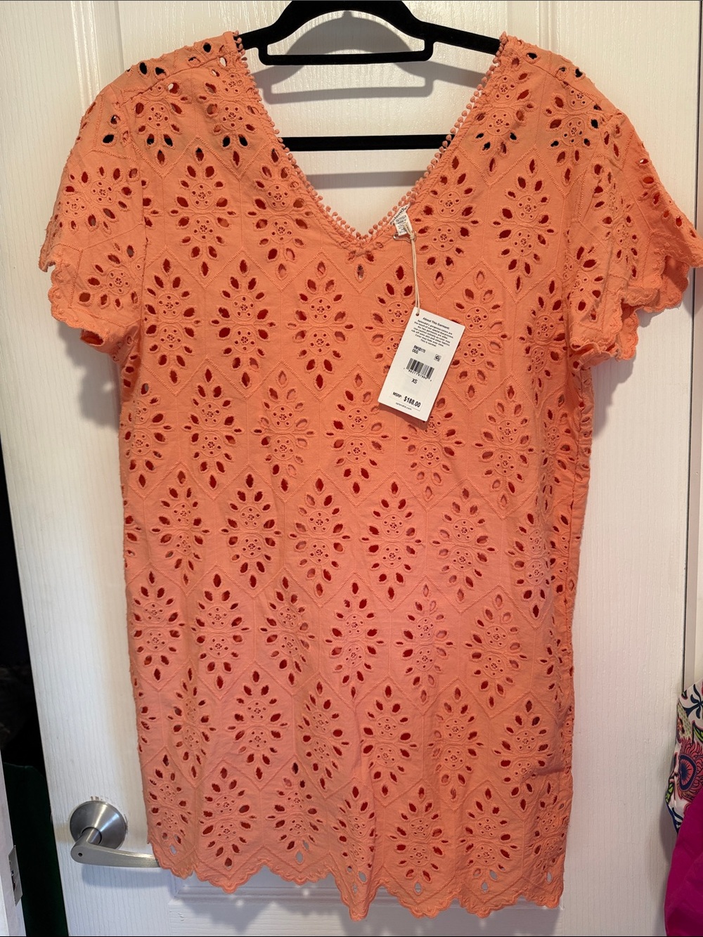 Splendid Coral Eyelet V-Neck Tunic